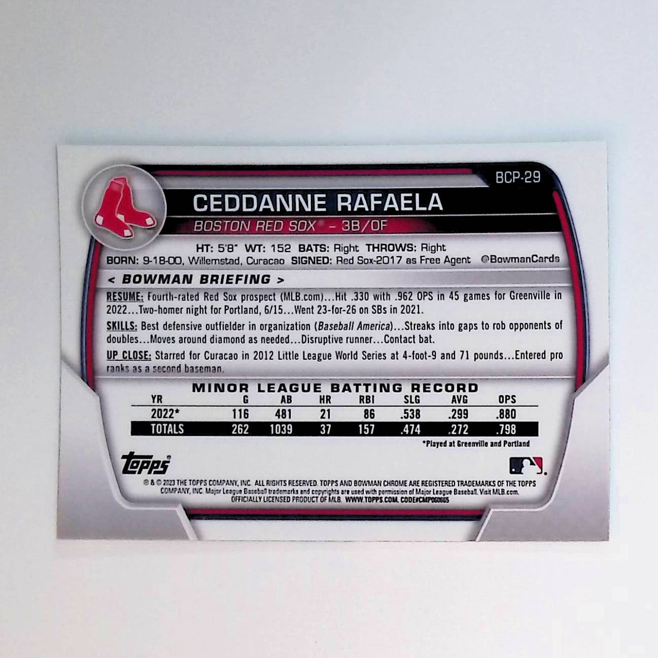 Ceddanne Rafaela 2023 Bowman Chrome Prospects #BCP-29 - LoCo Collectables