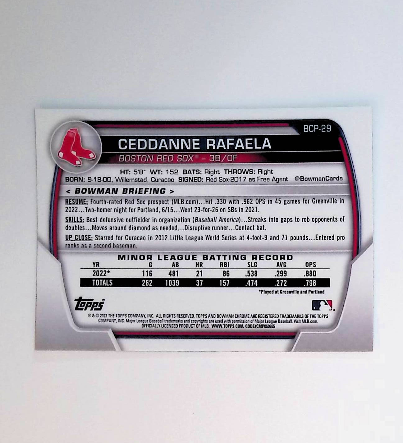 Ceddanne Rafaela 2023 Bowman Chrome Prospects #BCP-29 - LoCo Collectables