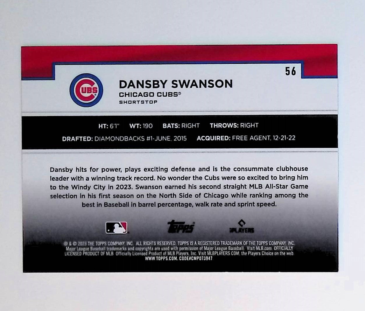 Dansby Swanson 2023 Topps Flagship Collection #56 - LoCo Collectables