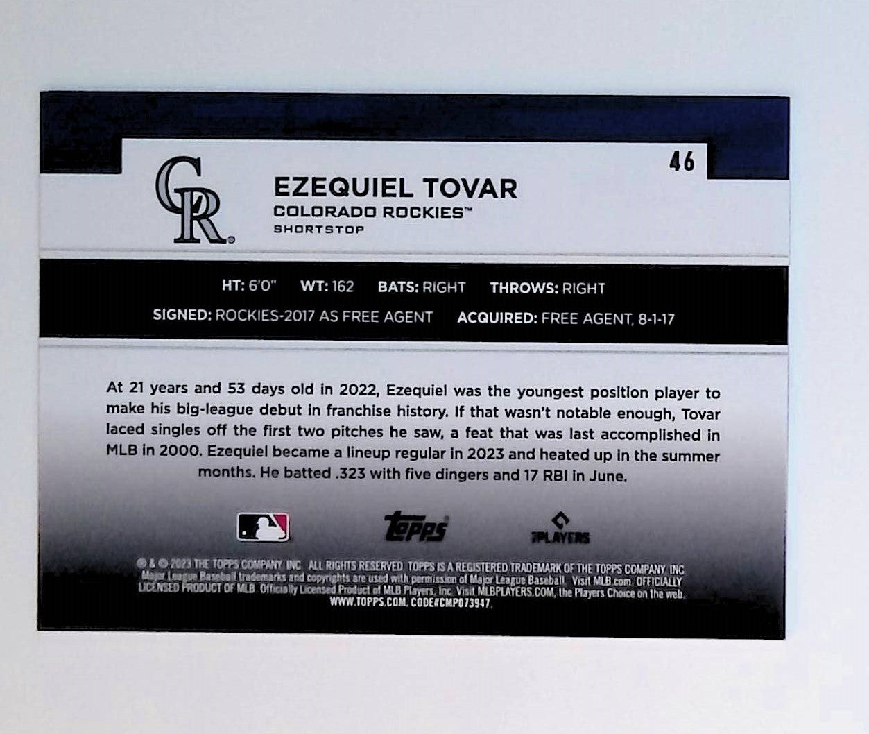 Ezequiel Tovar 2023 Topps Flagship Collection #46 (Rookie Card) - LoCo Collectables