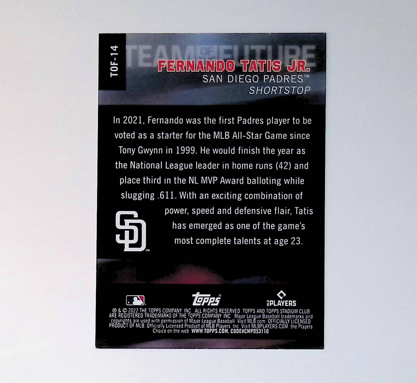 2022 Stadium Club Chrome Team of the Future #TOF-14 Fernando Tatis Jr - LoCo Collectables