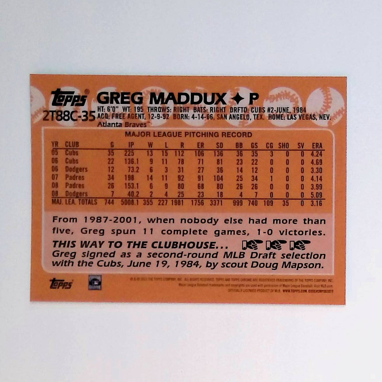 Greg Maddux 2023 Topps '88 Topps Silver Pack Chrome #2T88C-35 - LoCo Collectables