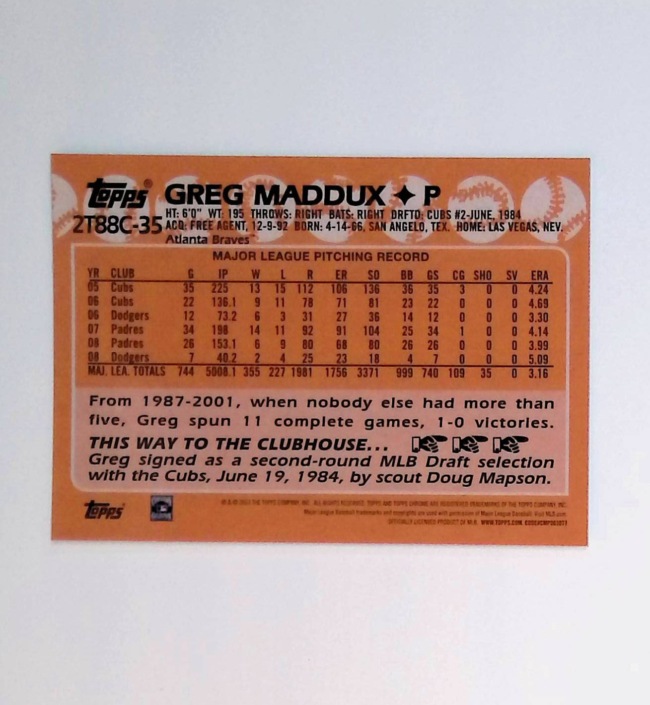 Greg Maddux 2023 Topps '88 Topps Silver Pack Chrome #2T88C-35 - LoCo Collectables