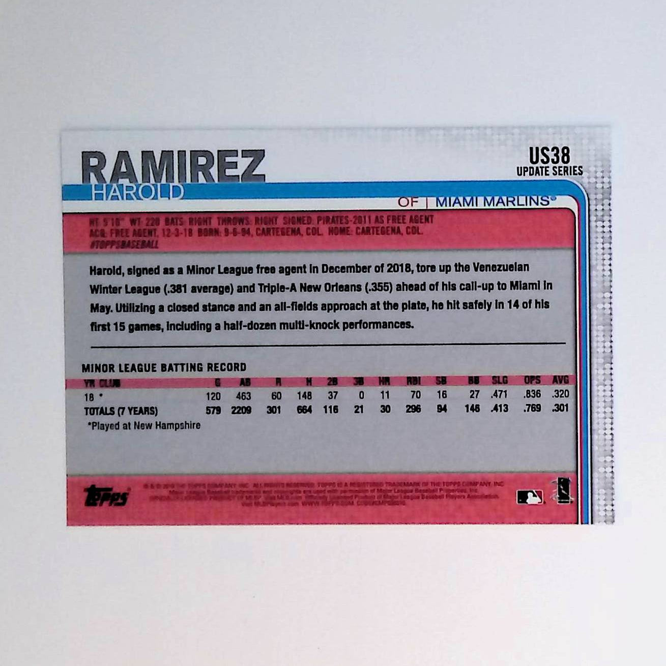 2019 Topps Update #US38 Harold Ramirez Rookie - LoCo Collectables