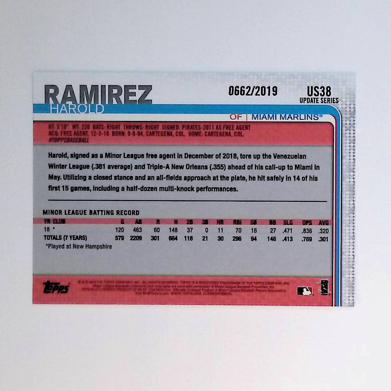 2019 Topps Update Gold #US38 Harold Ramirez Rookie - LoCo Collectables