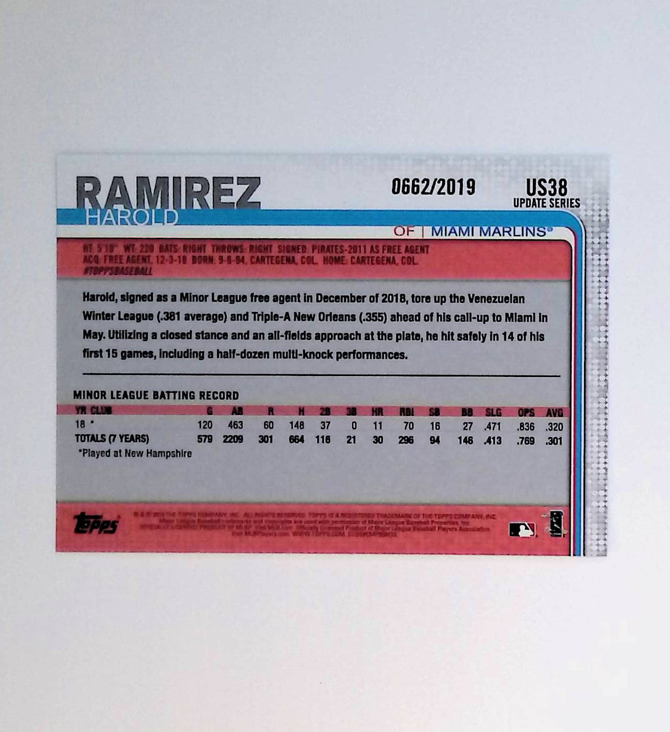 2019 Topps Update Gold #US38 Harold Ramirez Rookie - LoCo Collectables