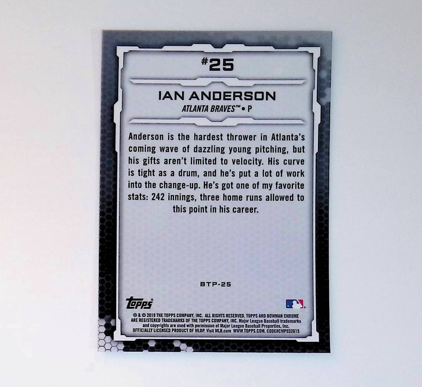 2019 Bowman Chrome Scouts Top 100 #BTP-25 Ian Anderson - LoCo Collectables