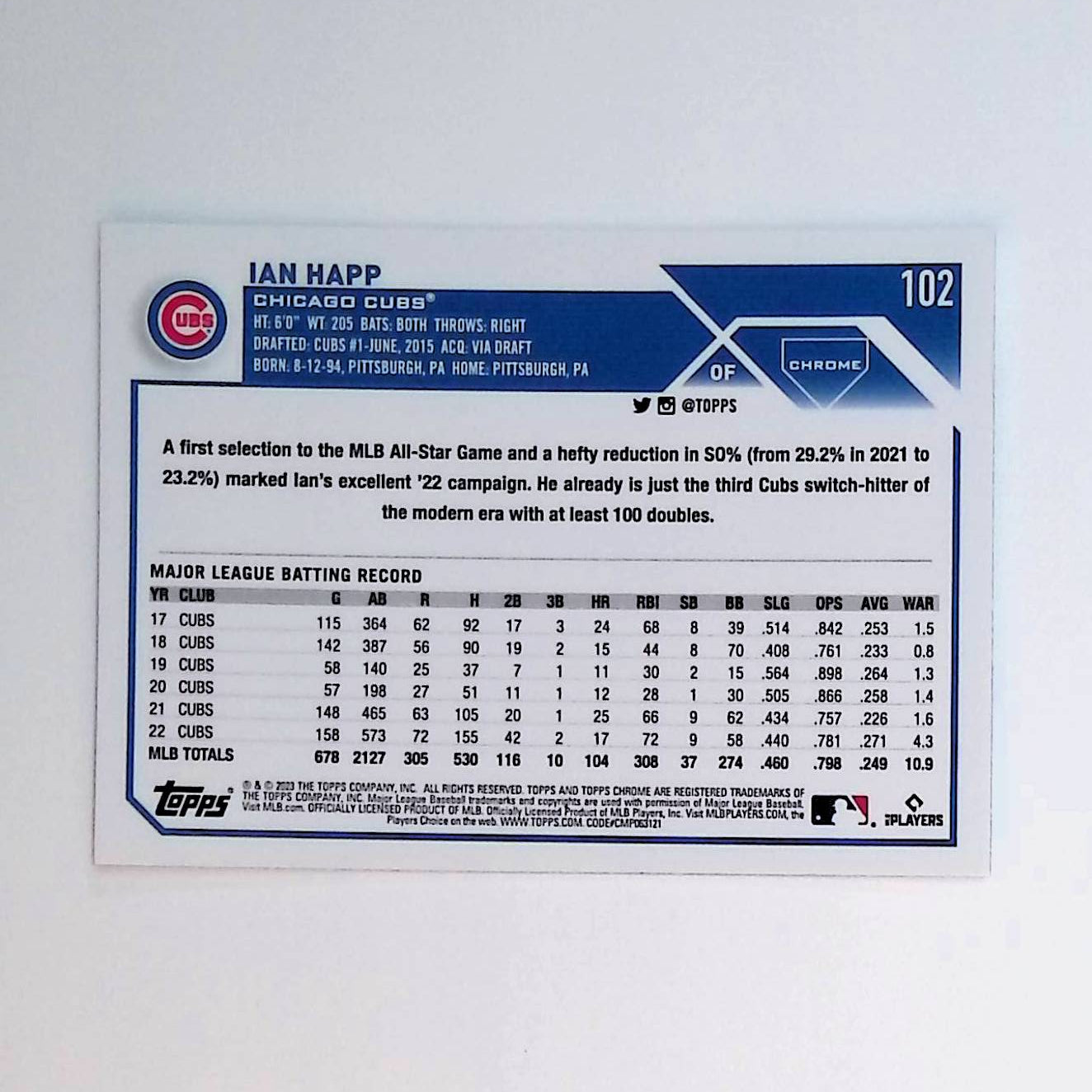 2023 Topps Chrome X-Fractor #102 Ian Happ - LoCo Collectables