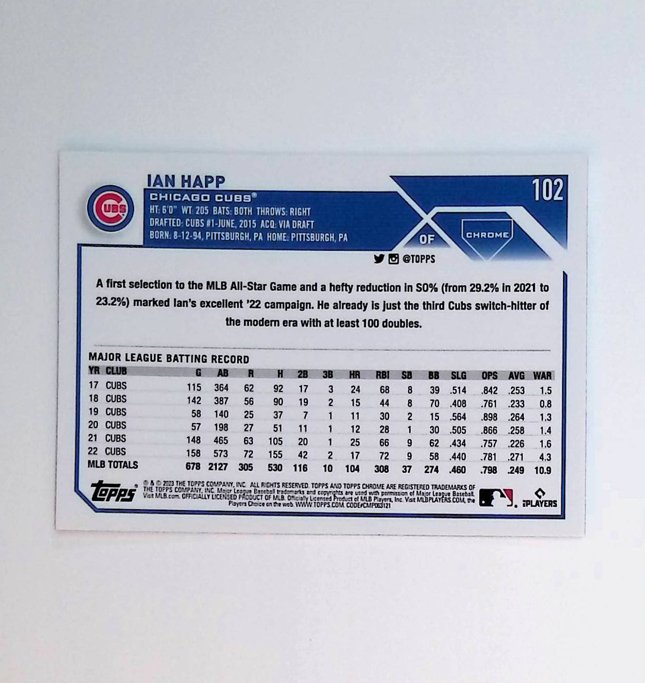 2023 Topps Chrome X-Fractor #102 Ian Happ - LoCo Collectables