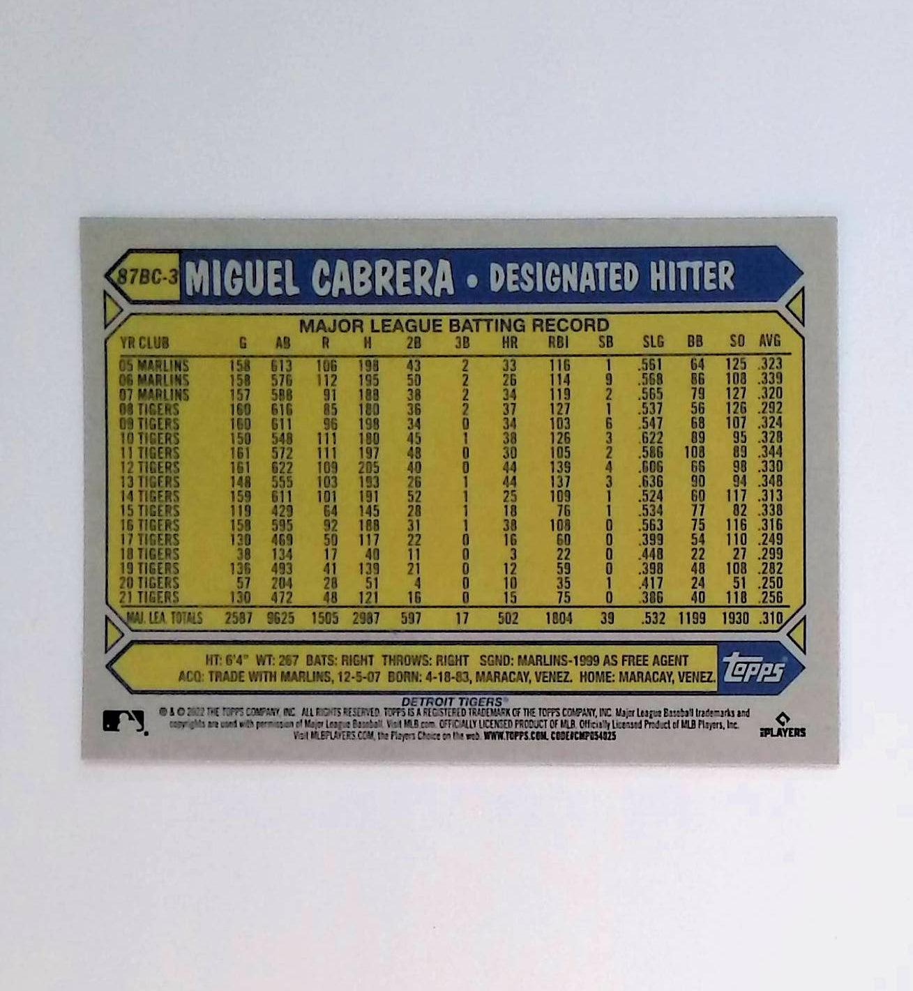 2022 Topps Chrome 1987 Topps Baseball #87BC-3 Miguel Cabrera - LoCo Collectables