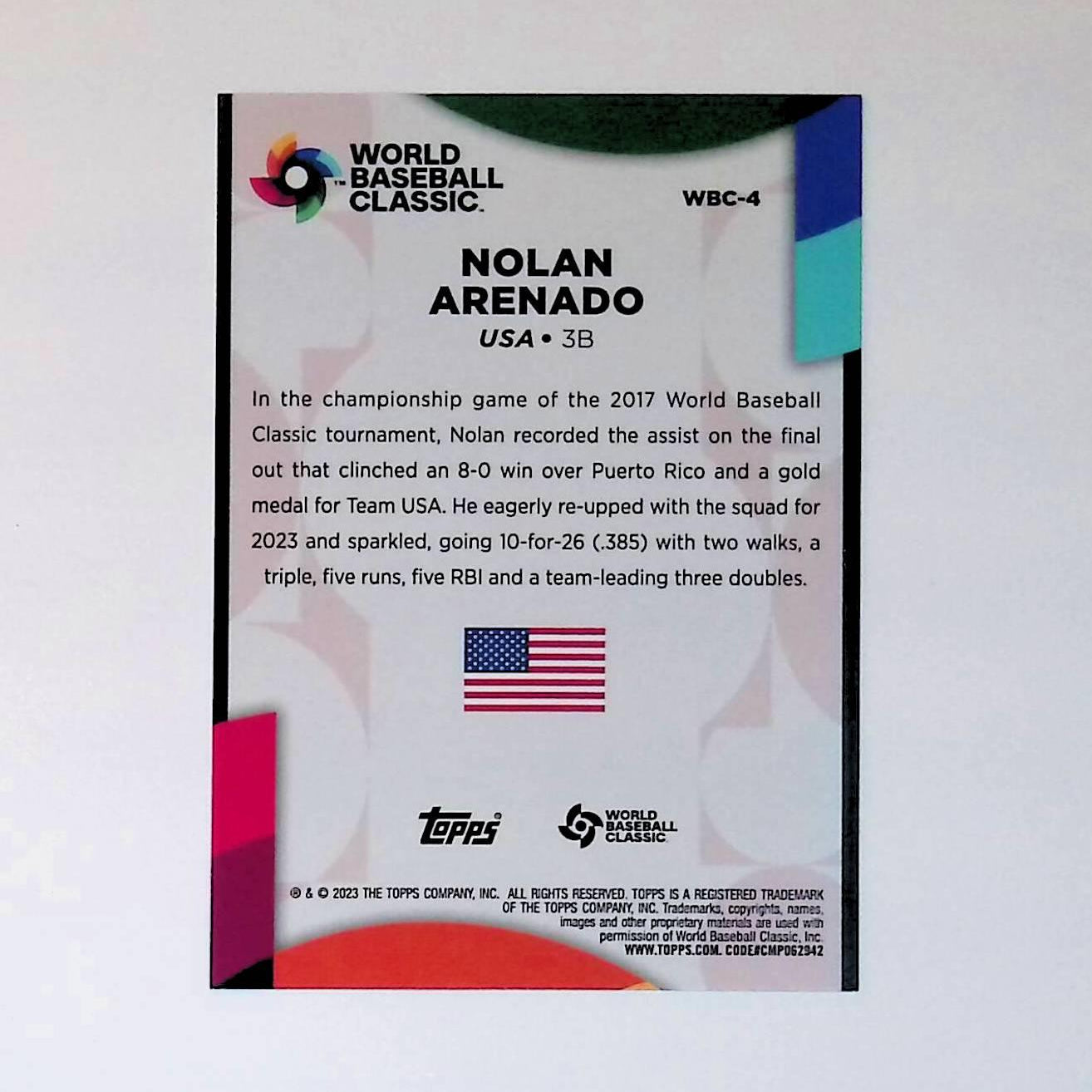 2023 Topps World Baseball Classic Stars #WBC-4 Nolan Arenado - LoCo Collectables