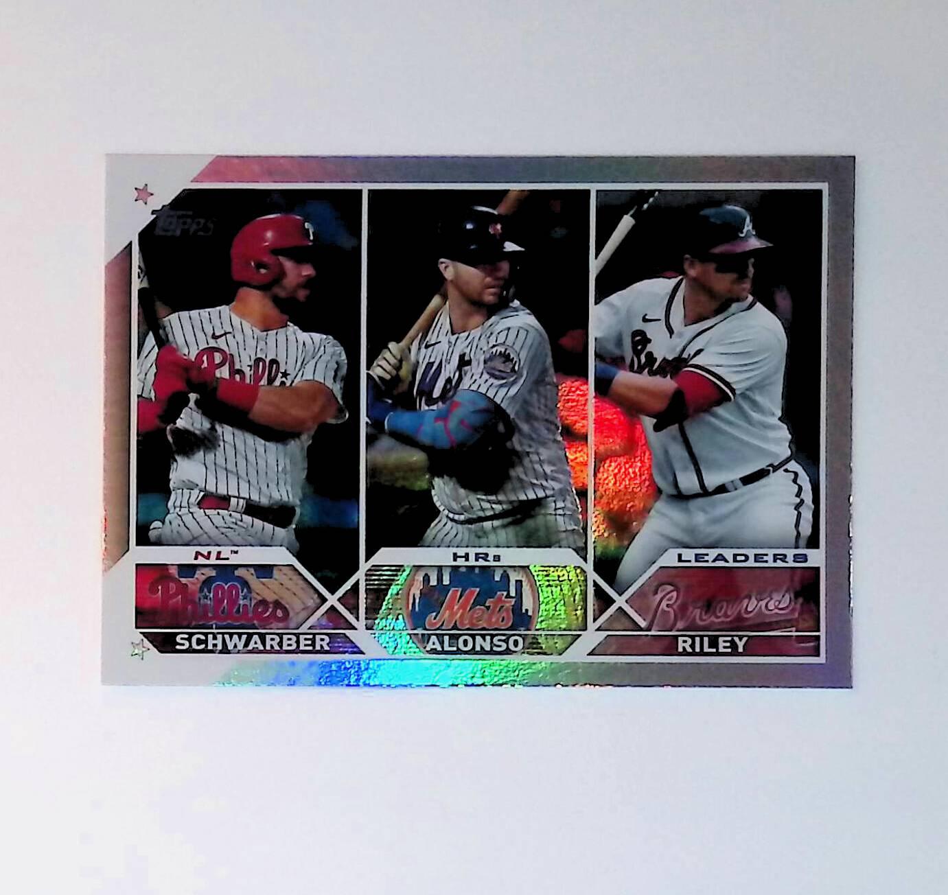 2023 Topps #178 Kyle Schwarber Pete Alonso Austin Riley Rainbow Foil - LoCo Collectables