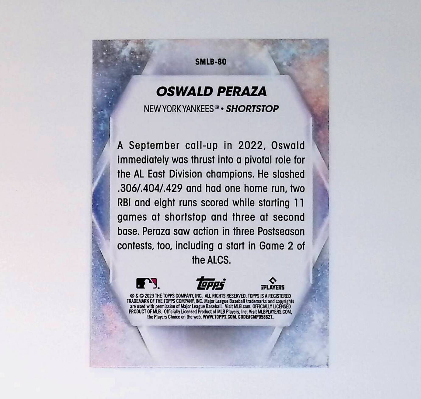 Oswald Peraza 2023 Topps Stars of the MLB #SMLB-80 (Rookie Card) - LoCo Collectables