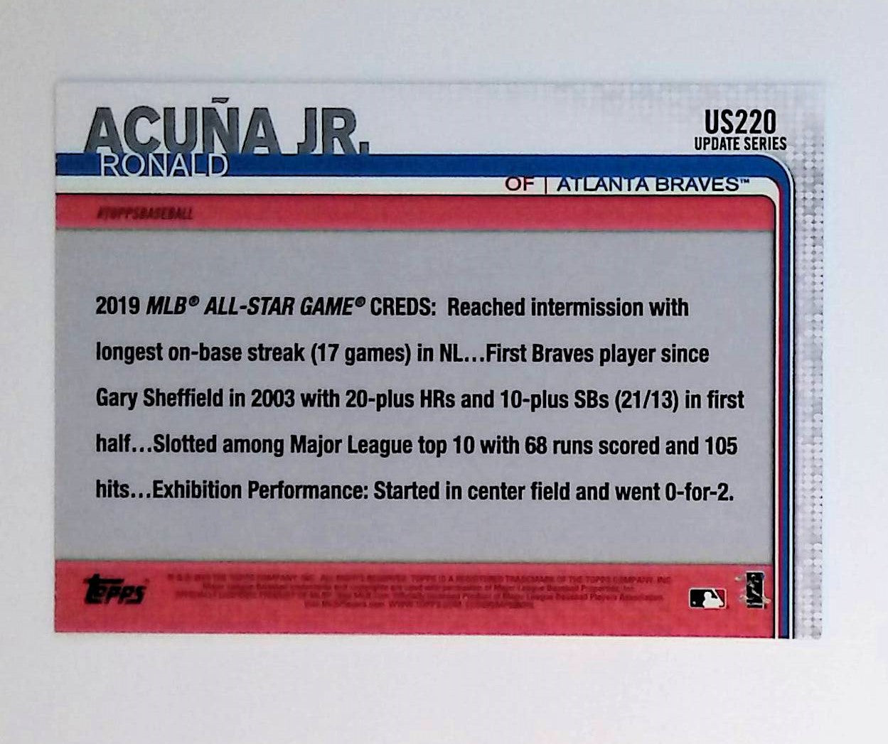 Ronald Acuna Jr 2019 Topps Update #US220 - LoCo Collectables