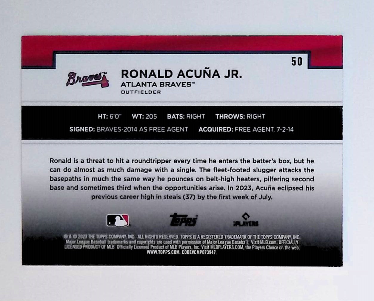 Ronald Acuna Jr 2023 Topps Flagship Collection #50 - LoCo Collectables