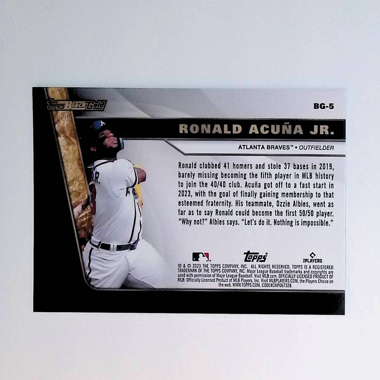 Ronald Acuna Jr 2023 Topps Update Black Gold #BG-5 - LoCo Collectables