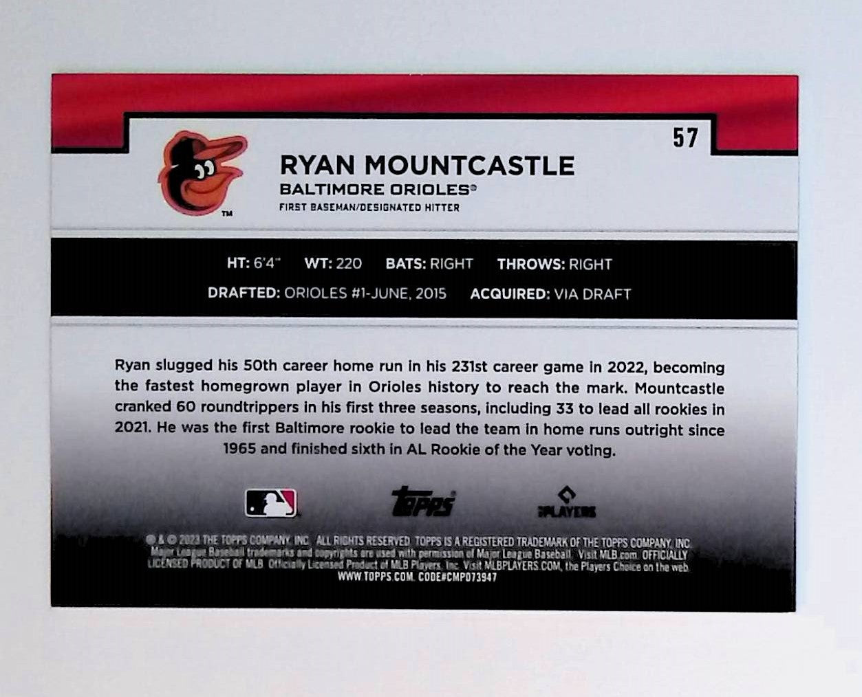 Ryan Mountcastle 2023 Topps Flagship Collection #57 - LoCo Collectables