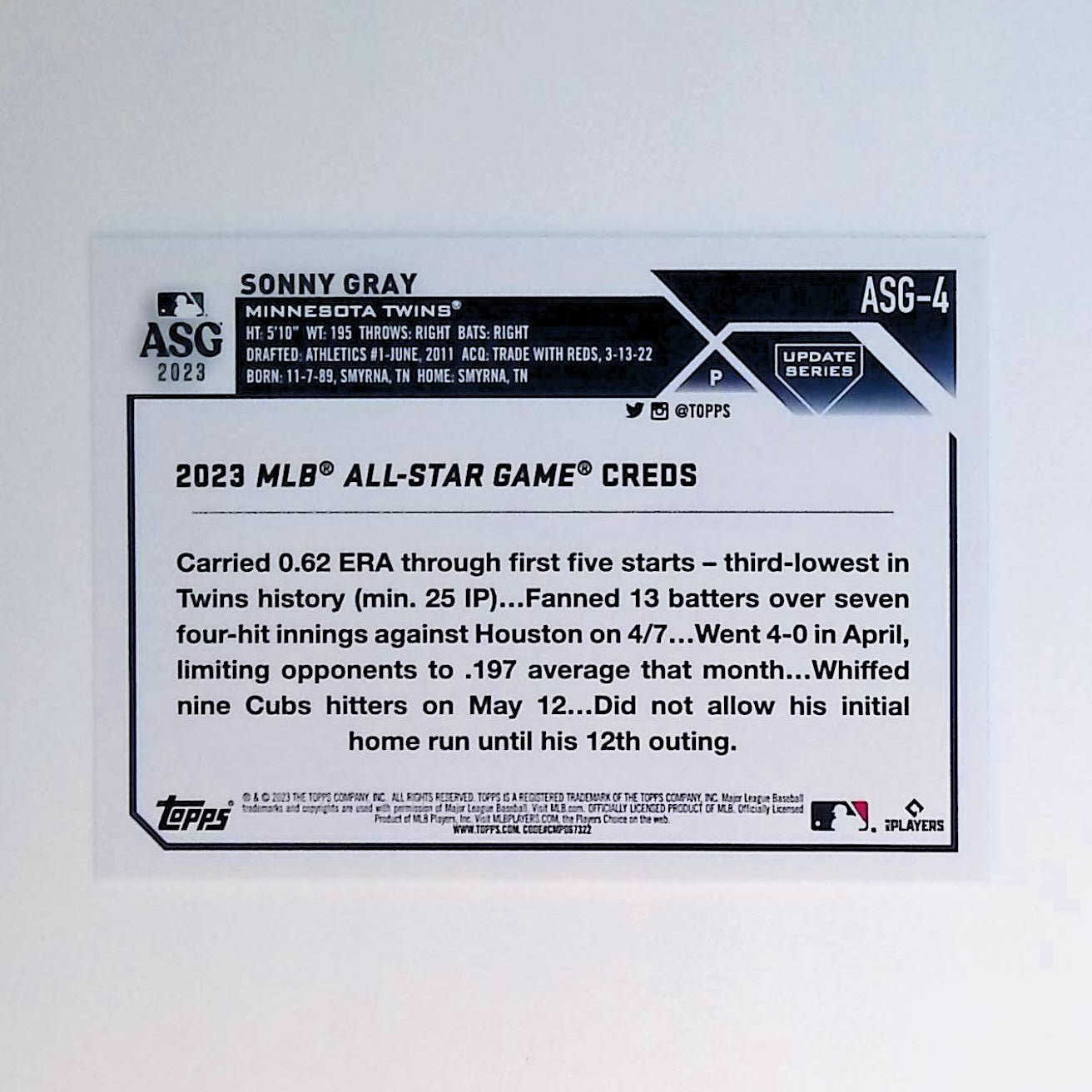 Sonny Gray 2023 Topps Update '23 All-Star Game #ASG-4 - LoCo Collectables