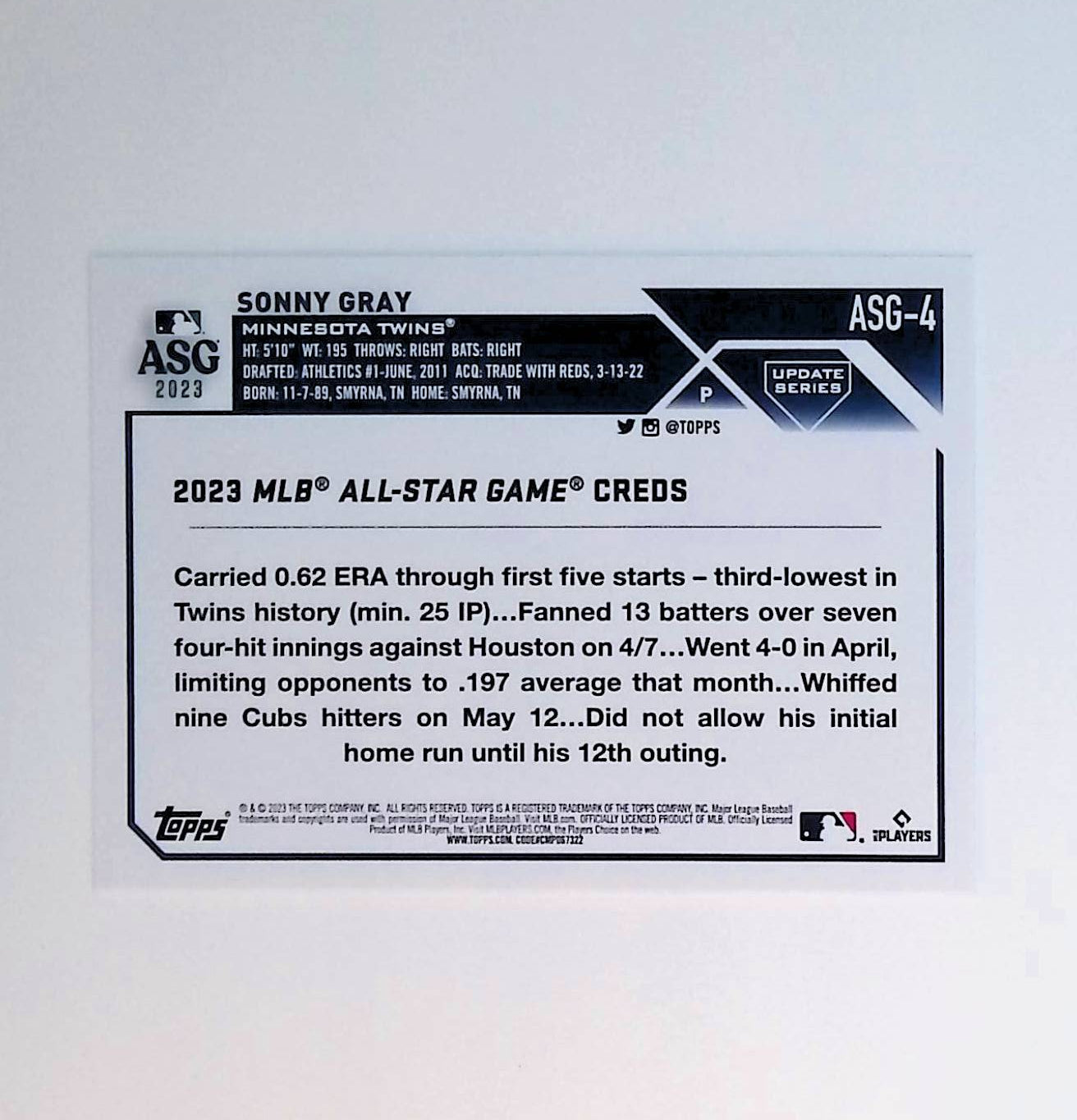 Sonny Gray 2023 Topps Update '23 All-Star Game #ASG-4 - LoCo Collectables