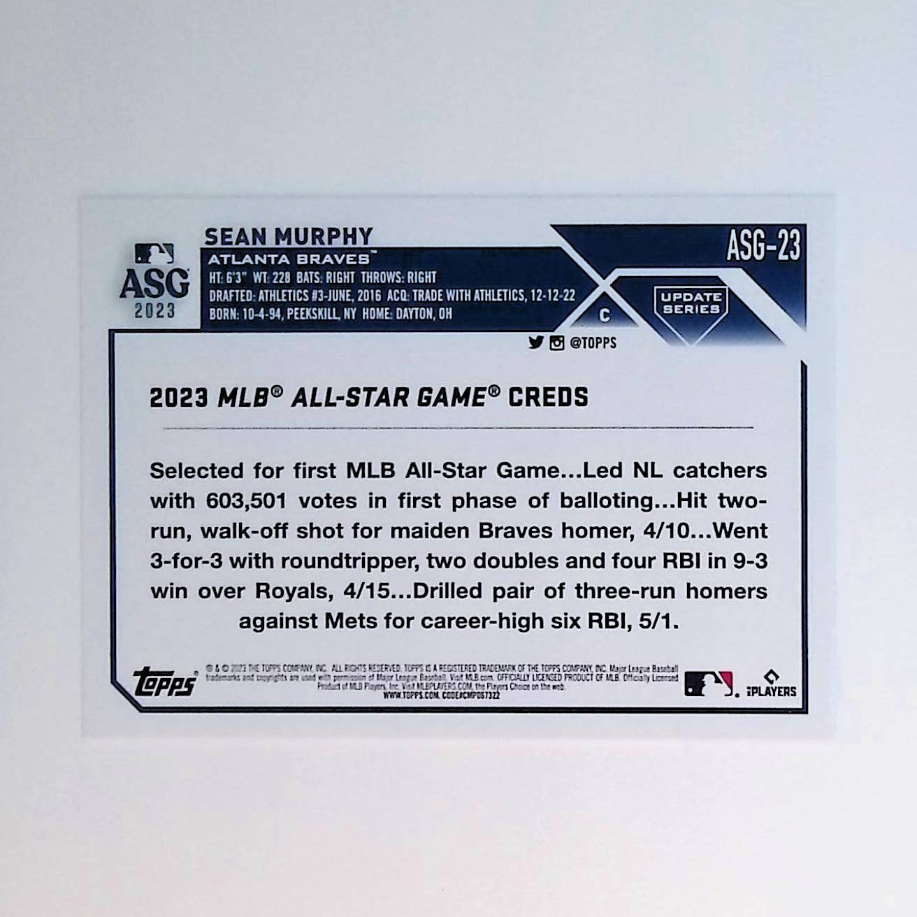 Sean Murphy 2023 Topps Update '23 All-Star Game #ASG-23 - LoCo Collectables