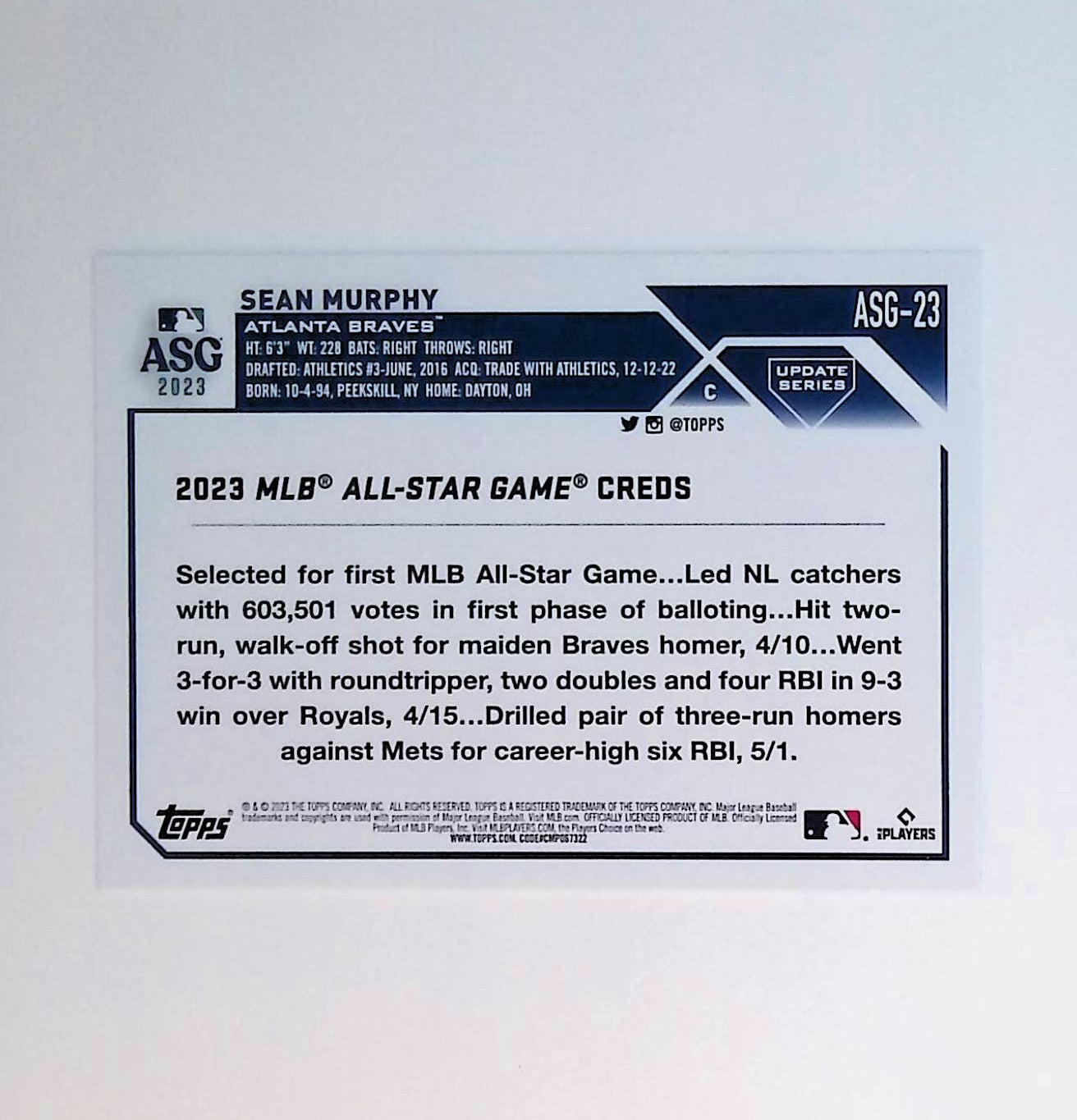 Sean Murphy 2023 Topps Update '23 All-Star Game #ASG-23 - LoCo Collectables