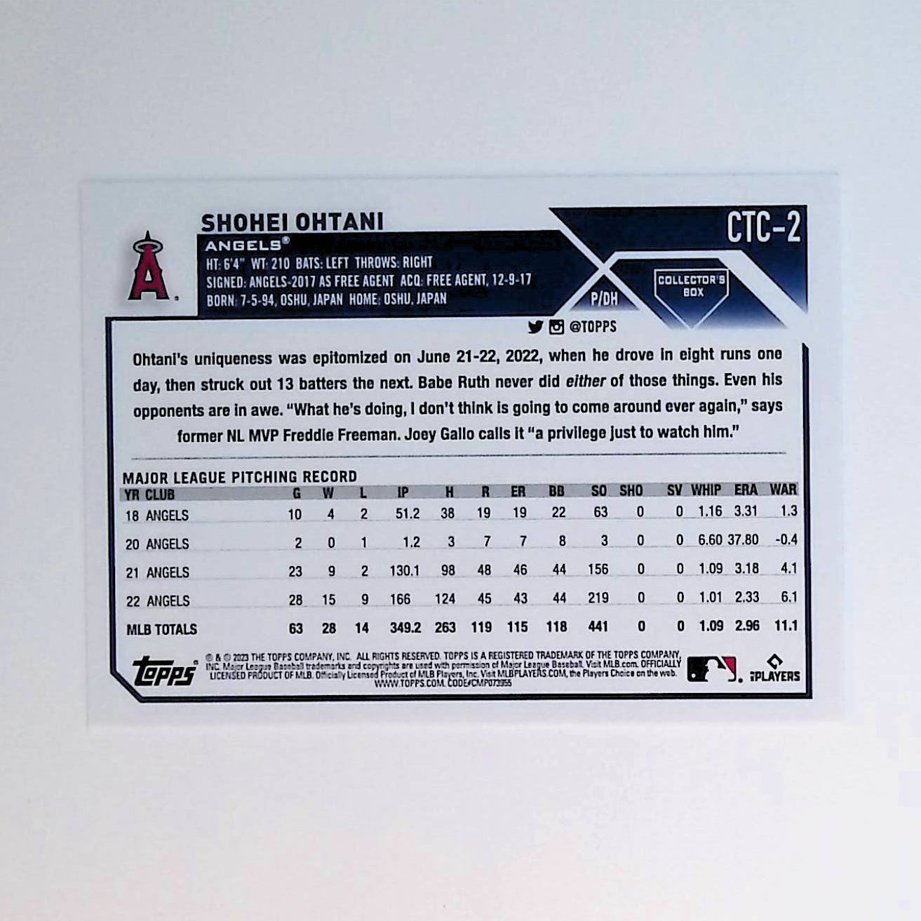 Shohei Ohtani 2023 Topps Flagship Collection #CTC-2 - LoCo Collectables