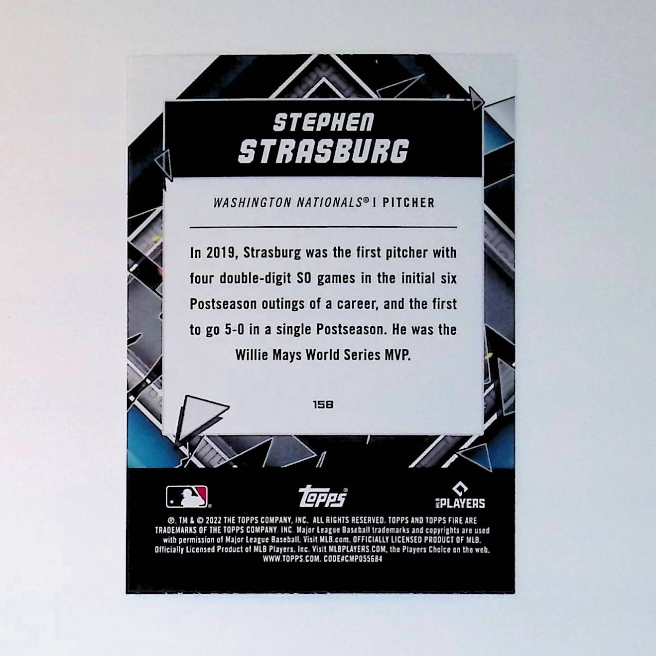 Stephen Strasburg 2022 Topps Fire Flame #158 - LoCo Collectables