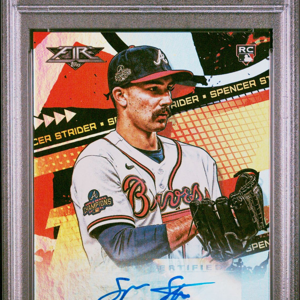 Spencer Strider 2022 Topps Fire Autographs #FA-SS (Rookie Card), PSA 10 GEM MINT - LoCo Collectables