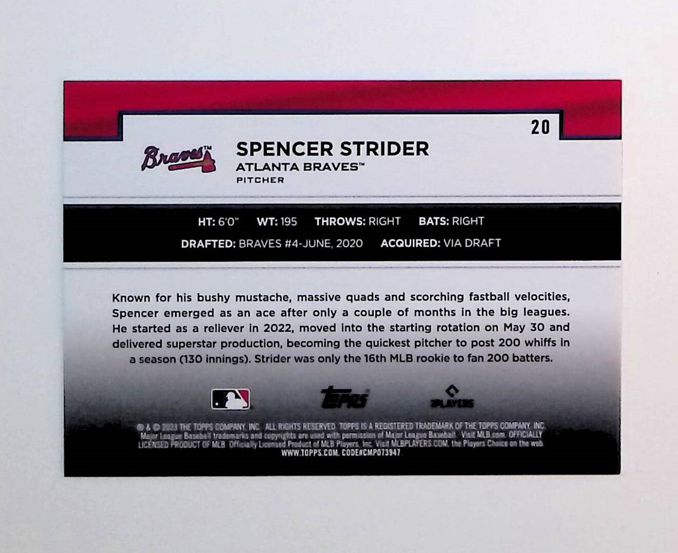 Spencer Strider 2023 Topps Flagship Collection #20 - LoCo Collectables