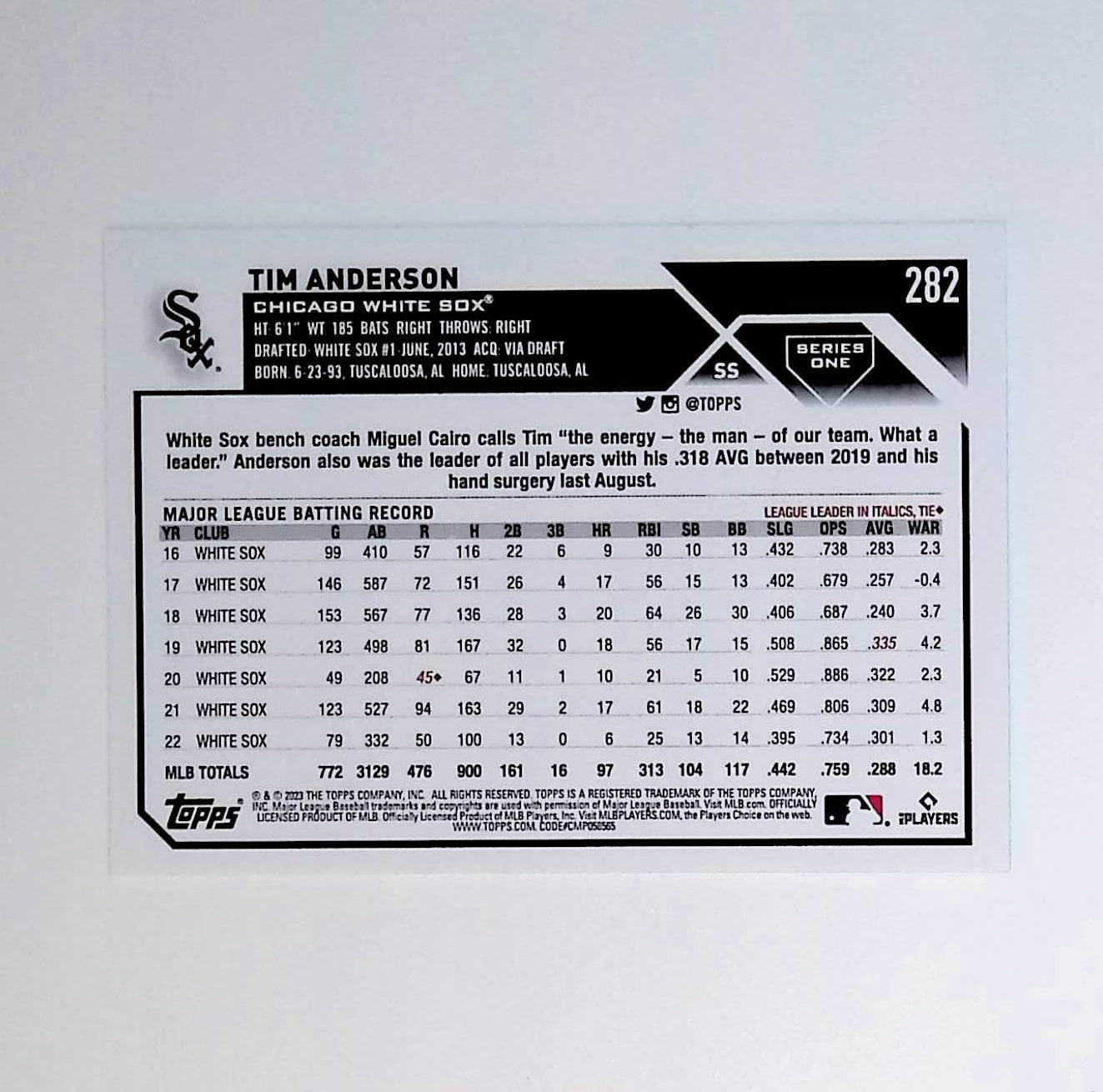 Tim Anderson 2023 Topps #282 - LoCo Collectables