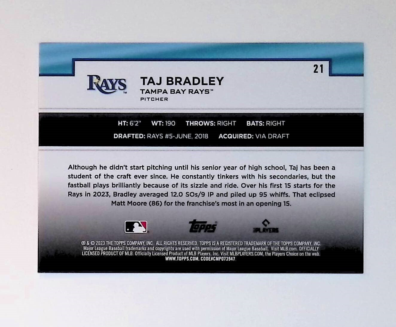 Taj Bradley 2023 Topps Flagship Collection #21 (Rookie Card) - LoCo Collectables