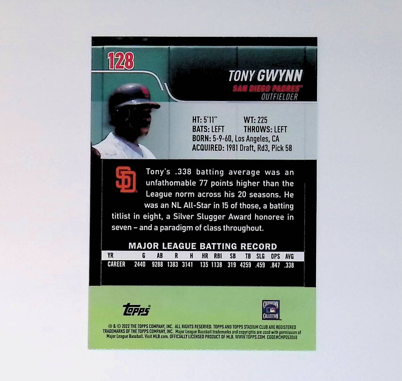 Tony Gwynn 2022 Stadium Club #128 - LoCo Collectables