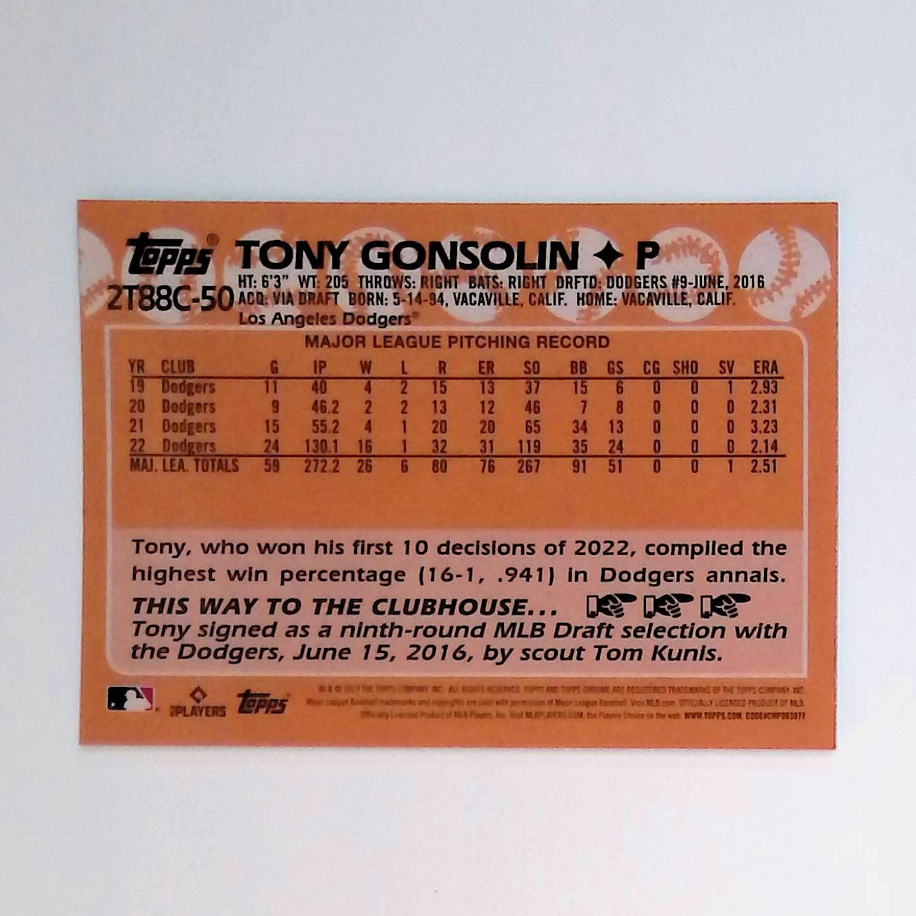 Tony Gonsolin 2023 Topps '88 Topps Silver Pack Chrome #2T88C-50 - LoCo Collectables