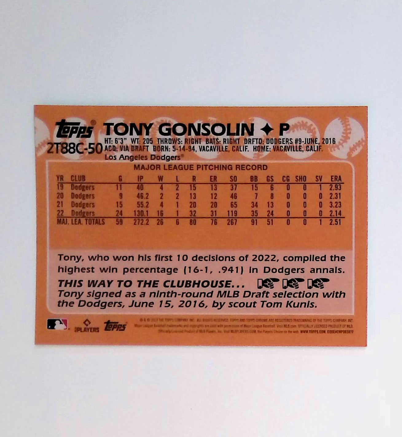 Tony Gonsolin 2023 Topps '88 Topps Silver Pack Chrome #2T88C-50 - LoCo Collectables