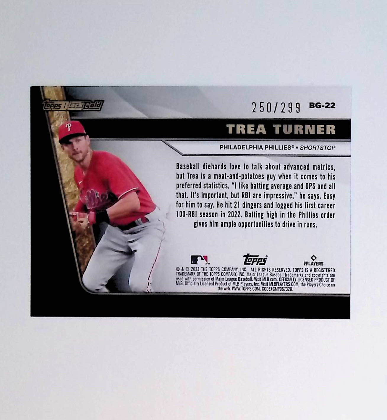 Trea Turner 2023 Topps Update Black Gold Black #BG-22, 250 /299 - LoCo Collectables