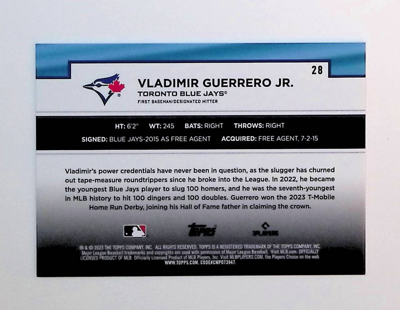 Vladimir Guerrero Jr 2023 Topps Flagship Collection #28 - LoCo Collectables