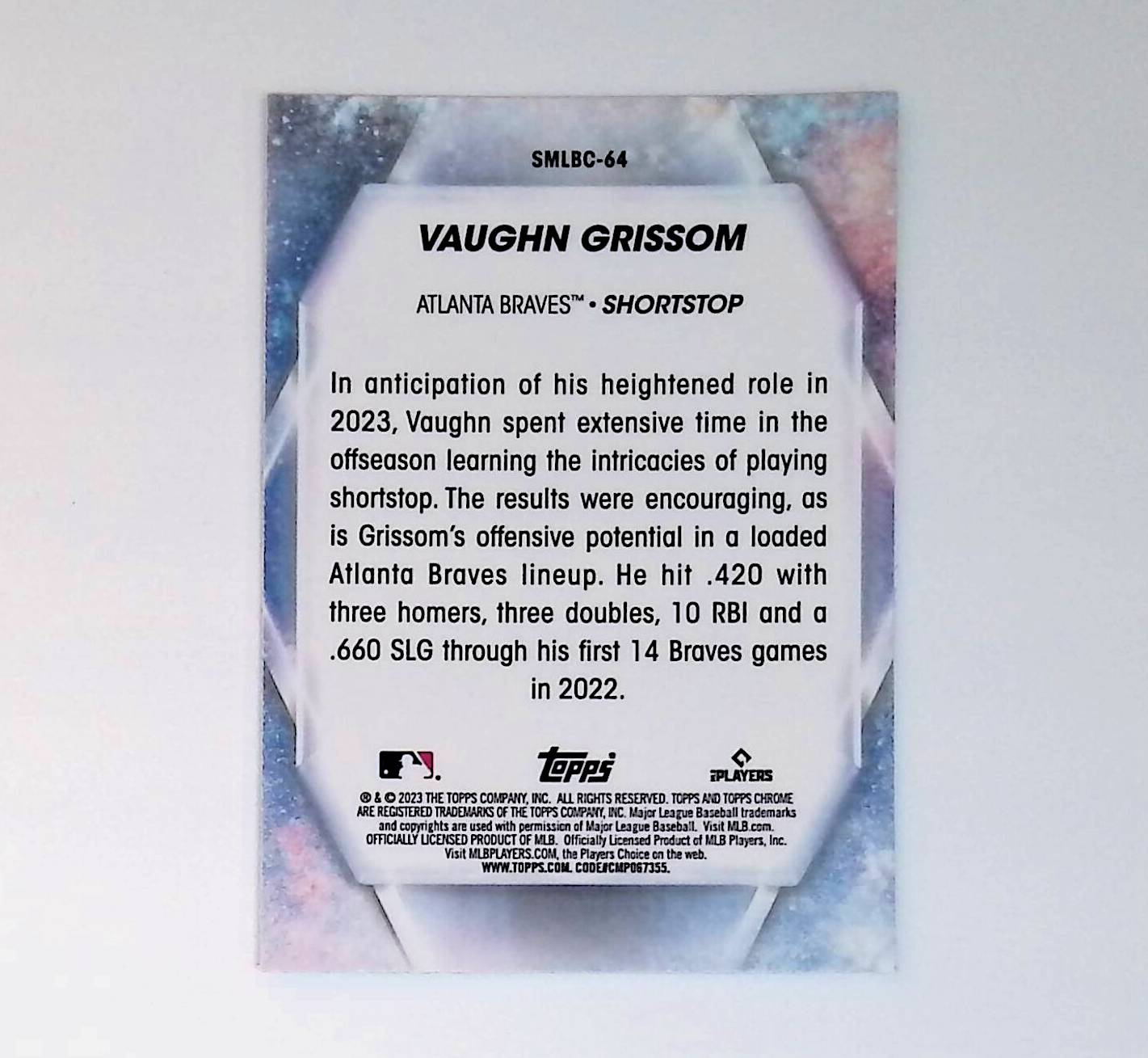 Vaughn Grissom 2023 Topps Stars of MLB Chrome #SMLBC-64 (Rookie Card) - LoCo Collectables