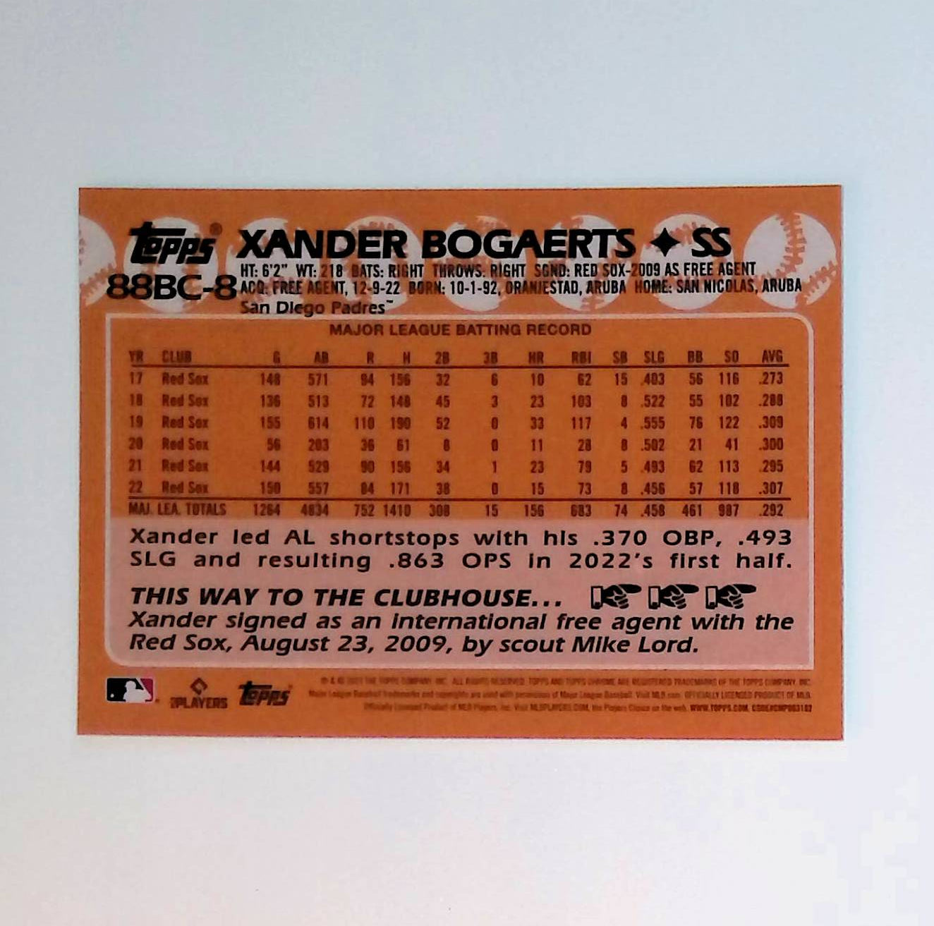 Xander Bogaerts 2023 Topps Chrome '88 Topps #88BC-8 - LoCo Collectables