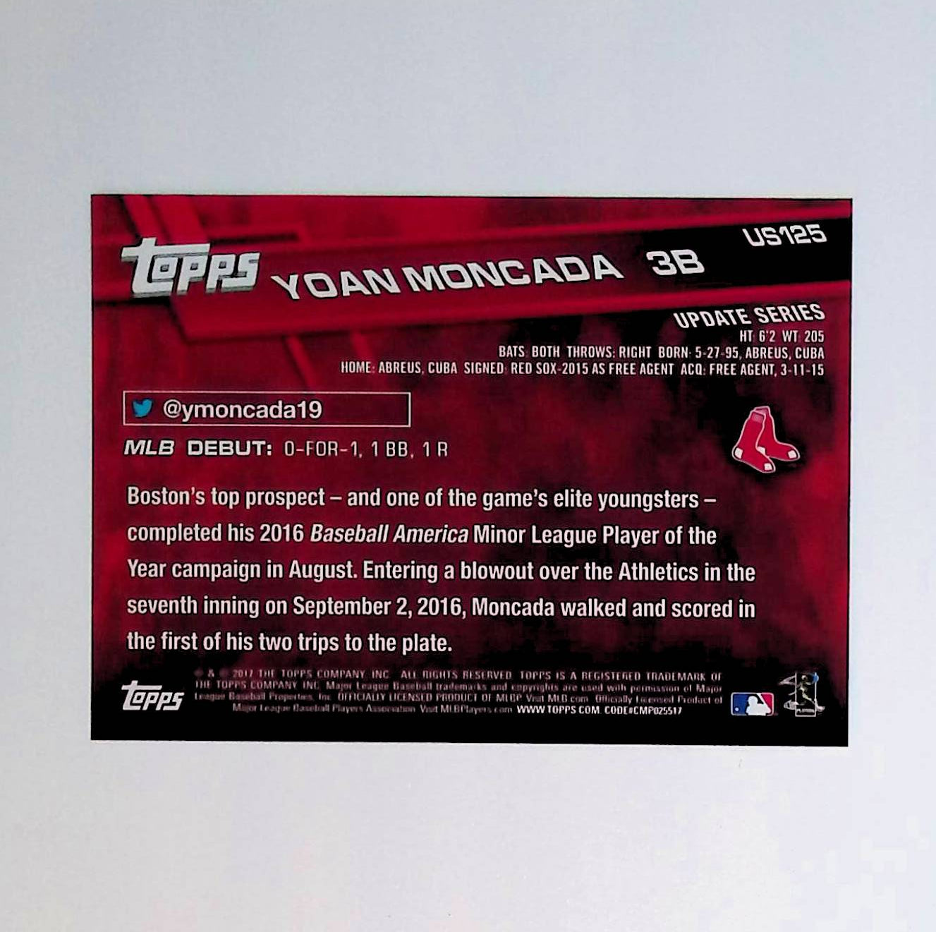 Yoan Moncada 2017 Topps Update #US125 (Rookie Card) - LoCo Collectables