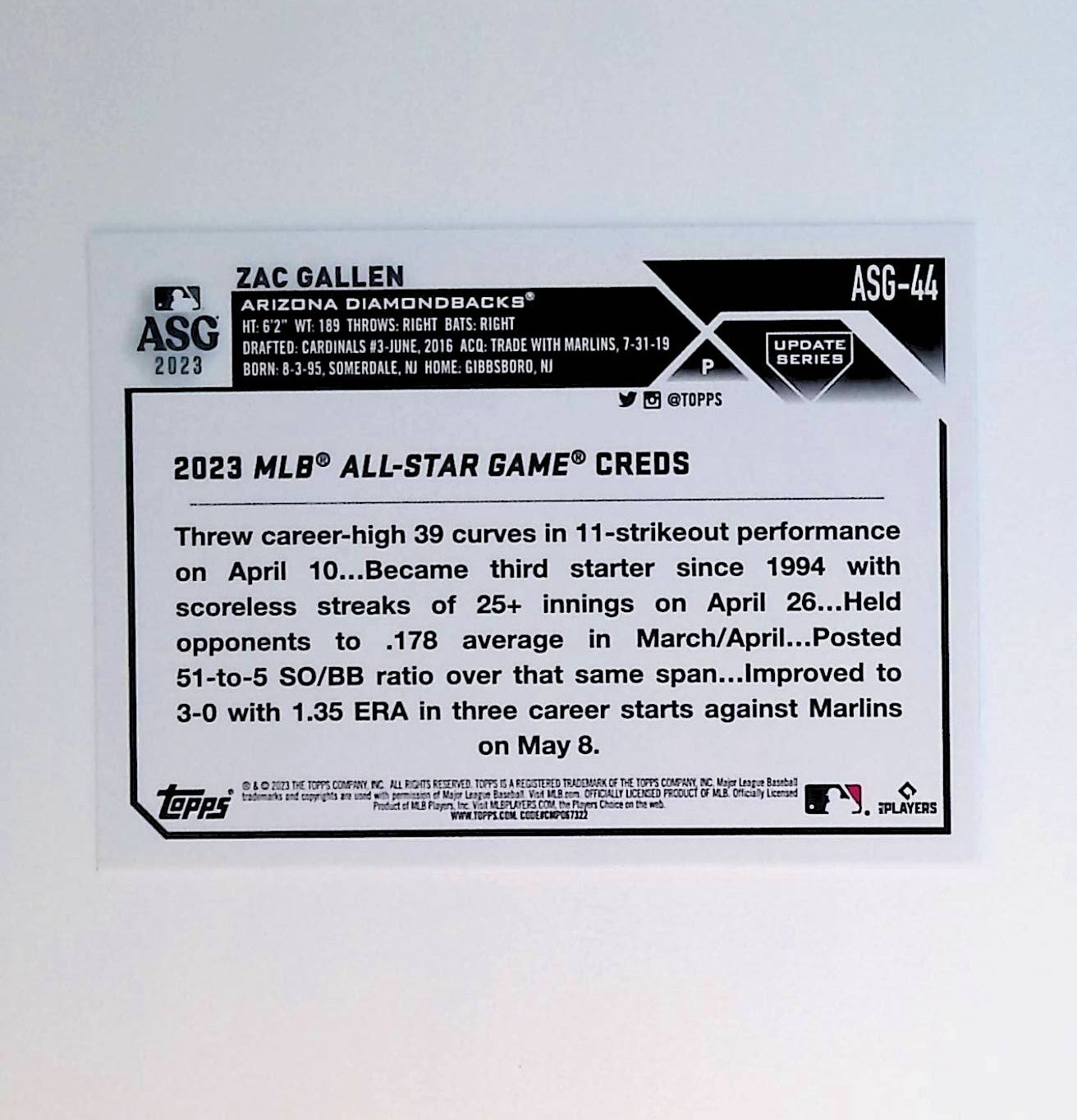 Zac Gallen 2023 Topps Update '23 All-Star Game #ASG-44 - LoCo Collectables