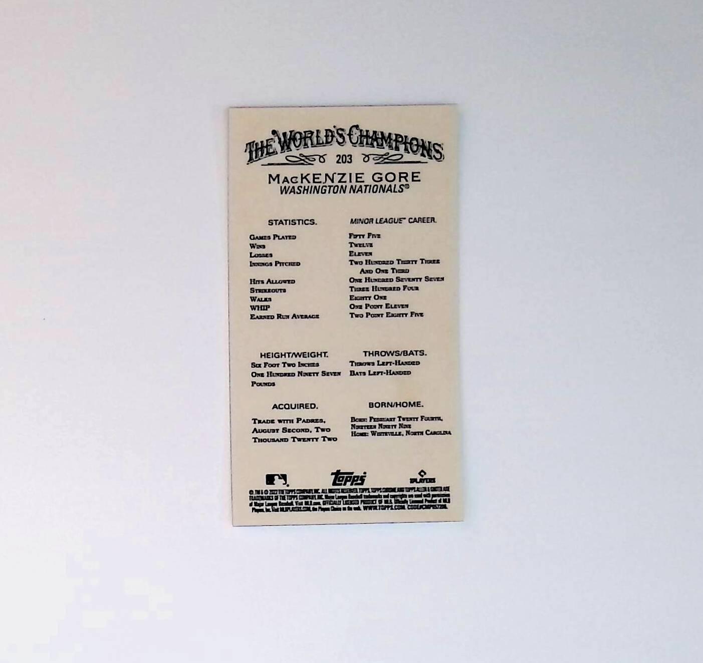 2022 Topps Allen & Ginter Chrome Mini #203 MacKenzie Gore Rookie - LoCo Collectables