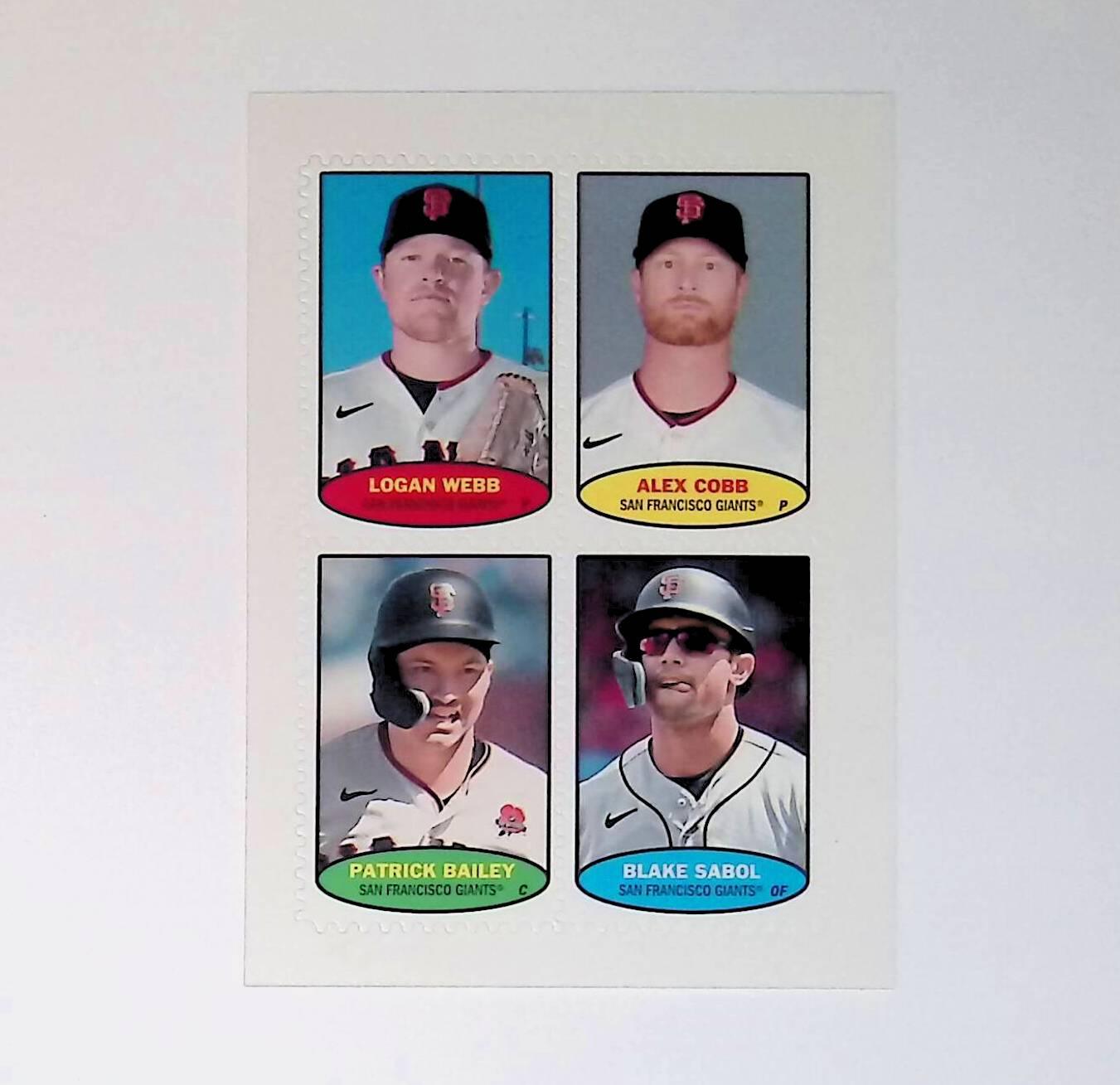 2023 Topps Heritage High Number '74 Baseball Stamp Panels #74S-69 through 74S-72 Logan Webb Alex Cobb Patrick Bailey Blake Sabol - LoCo Collectables