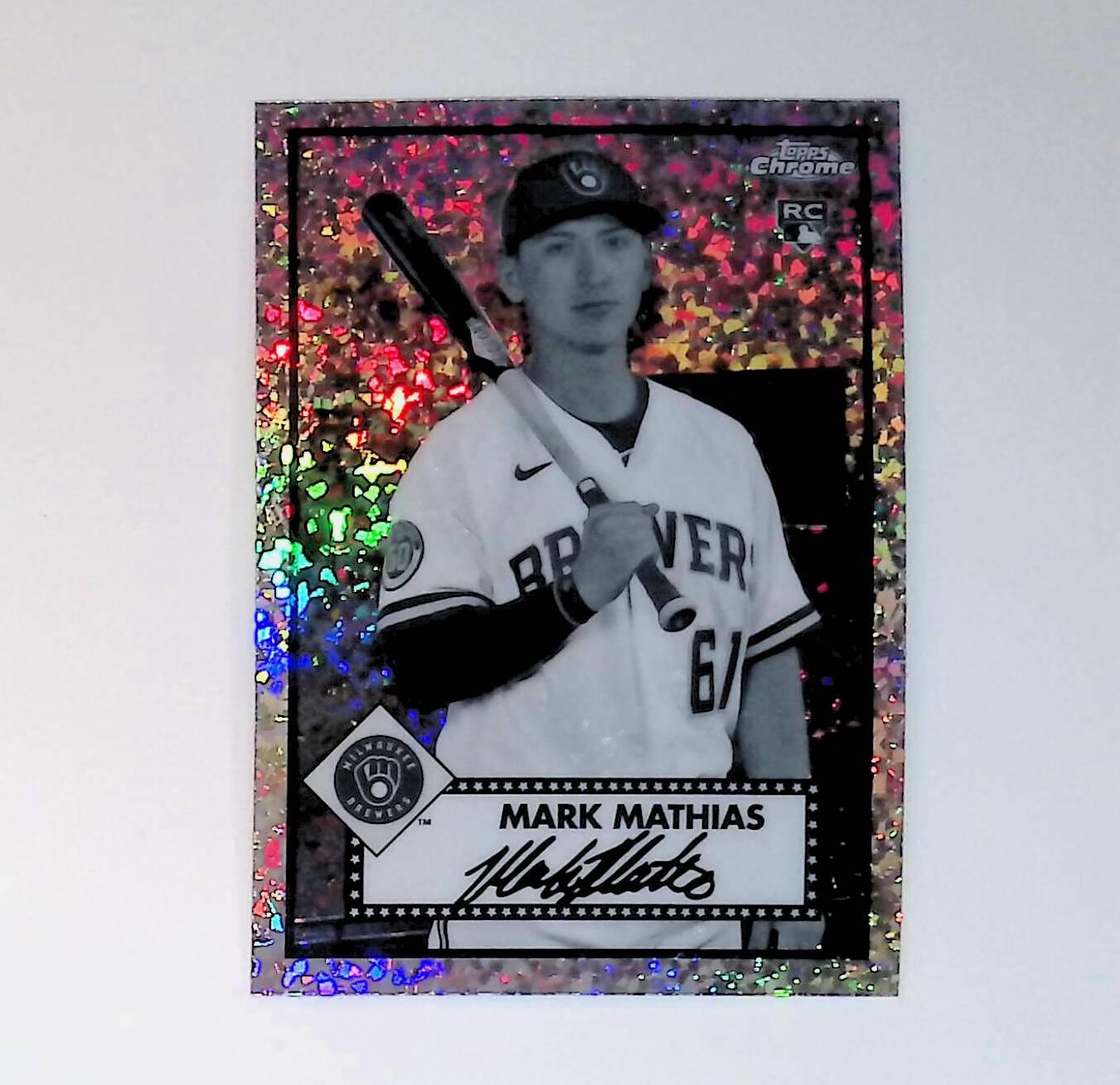2021 Topps Chrome Platinum Anniversary Black and White Mini Diamond Refractor #137 Mark Mathias Rookie - LoCo Collectables