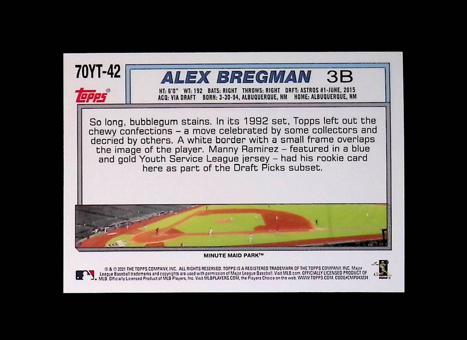 Alex Bregman 2021 Topps 70 Years of Topps Baseball #70YT-42 - LoCo Collectables