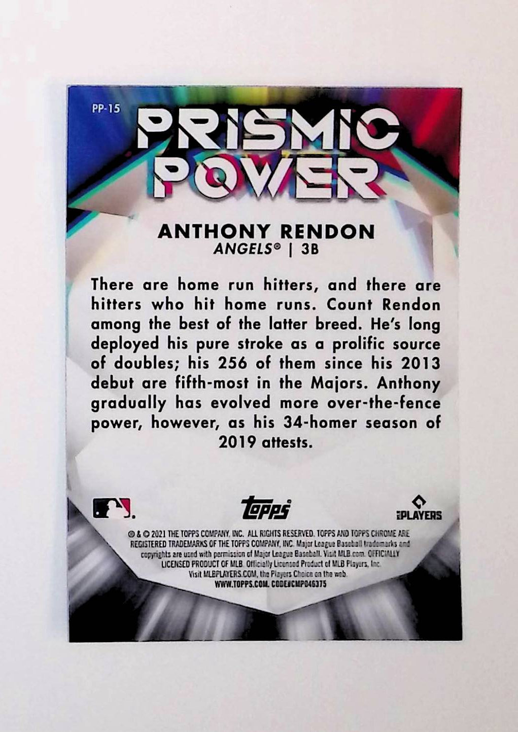 Anthony Rendon 2021 Topps Chrome Prismic Power #PP-15 - LoCo Collectables