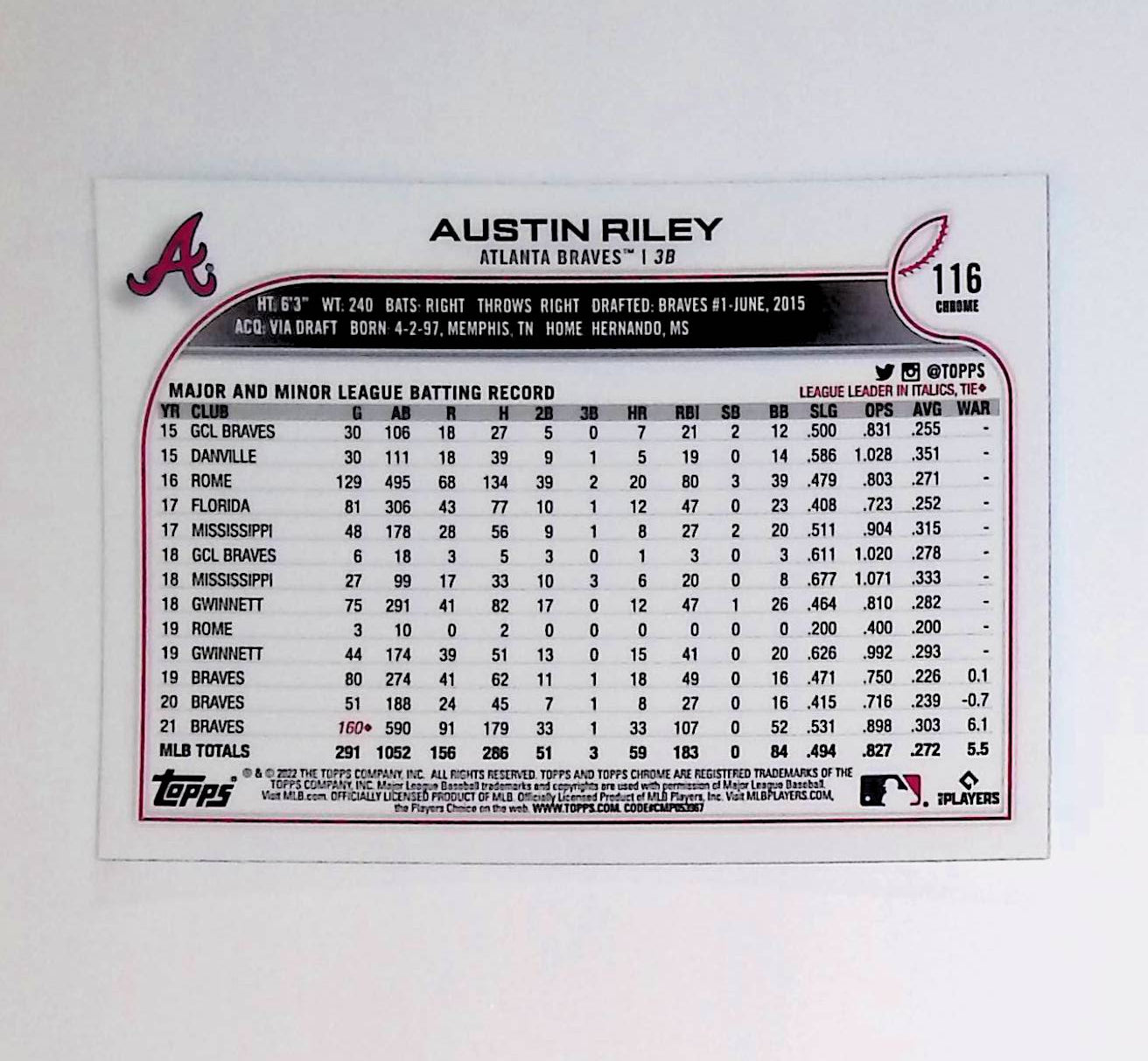 Austin Riley 2022 Topps Chrome #116 - LoCo Collectables