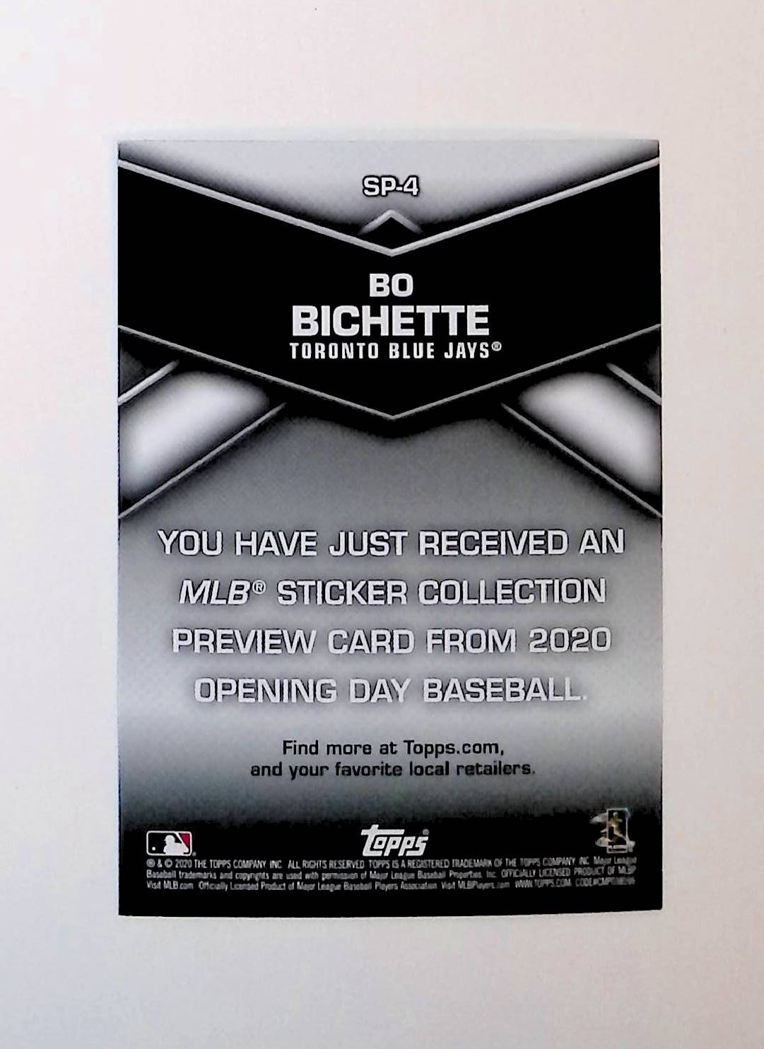 Bo Bichette 2020 Topps Opening Day Sticker Collection Preview #SP-4 (Rookie Card) - LoCo Collectables