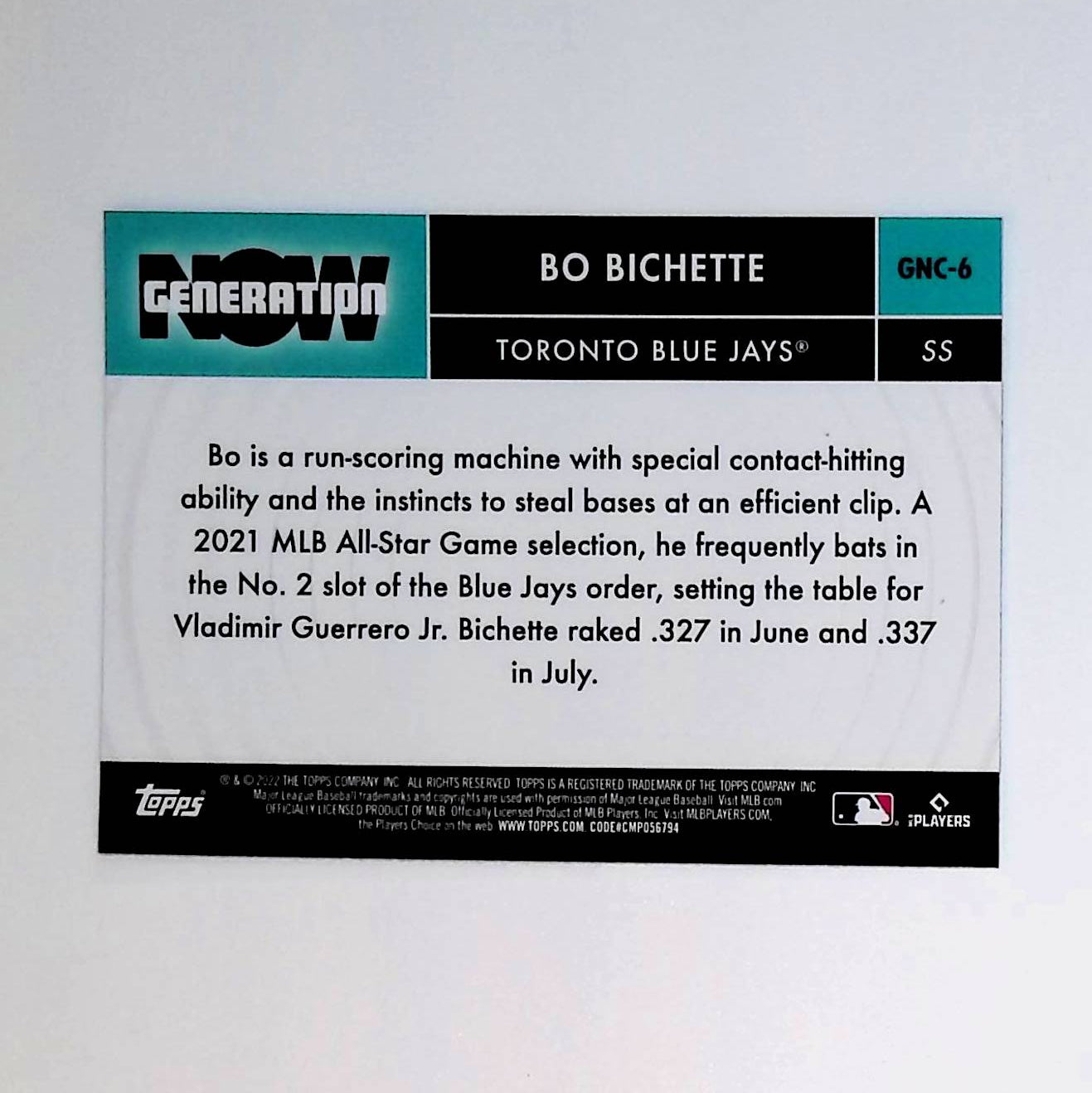 Bo Bichette 2022 Topps Chrome Update Generation Now #GNC-6 - LoCo Collectables