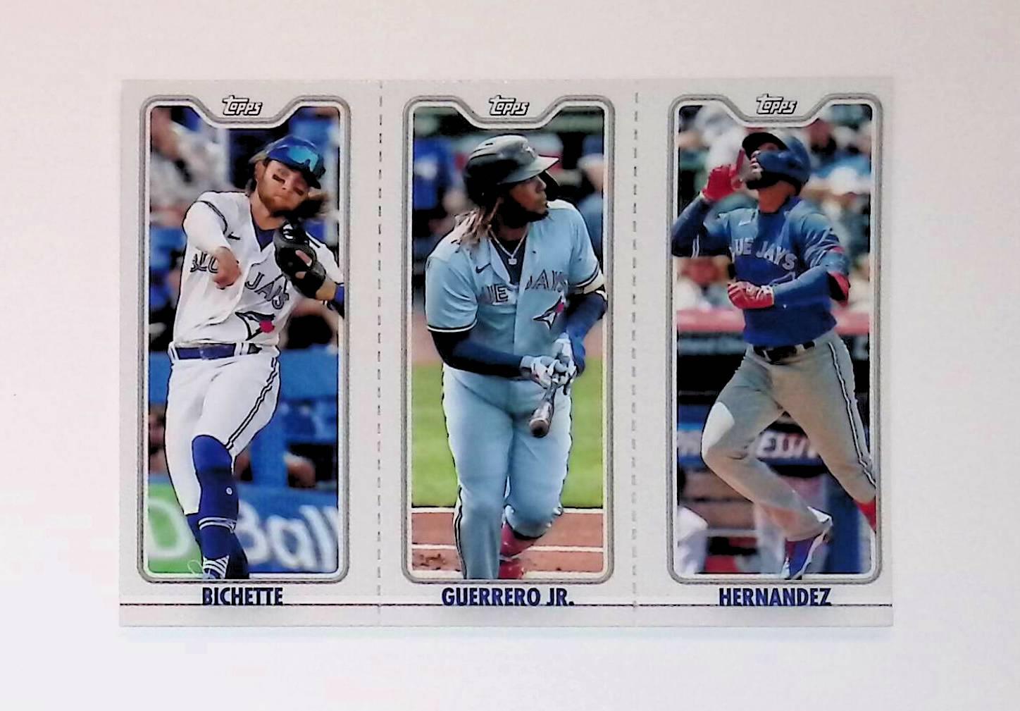 Bo Bichette, Vladimir Guerrero Jr, Teoscar Hernandez 2022 Topps Opening Day Triple Play #TPC-4 - LoCo Collectables