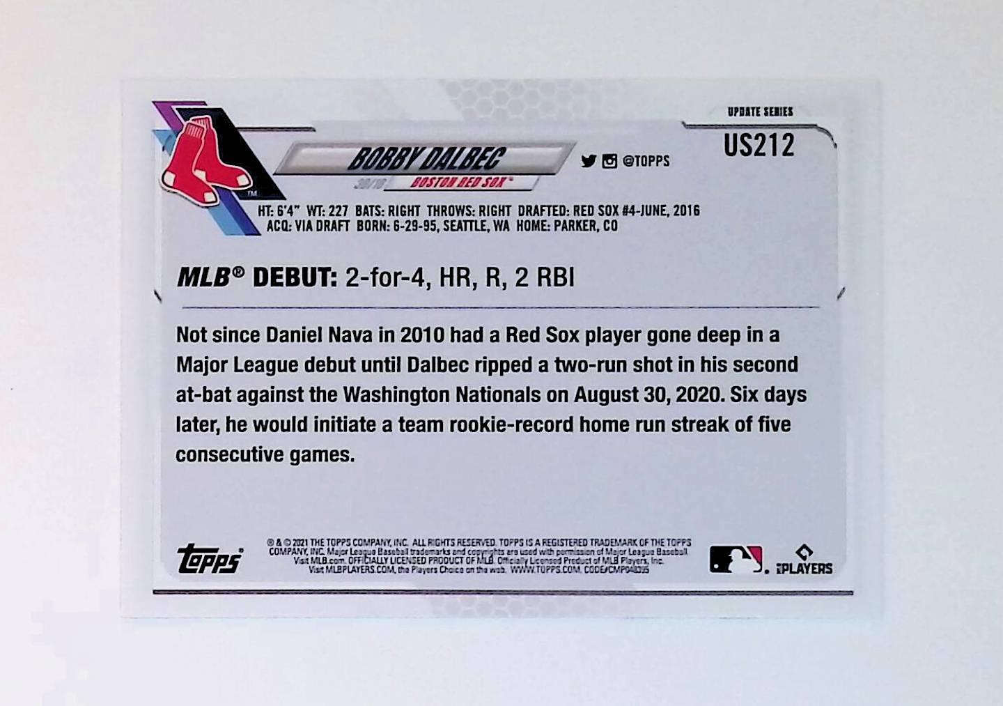 Bobby Dalbec 2021 Topps Update #US212 (Rookie Card) - LoCo Collectables